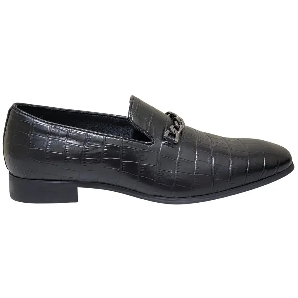 INC INTL Concepts Men Slip On Croc Embossed Loafers Magnus Size US 8M Black